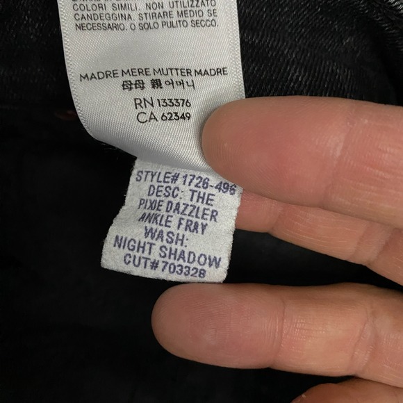 Mother Pixie Dazzler Ankle Fray size 27 Night Shadow Black Stretch Denim - Picture 5 of 10